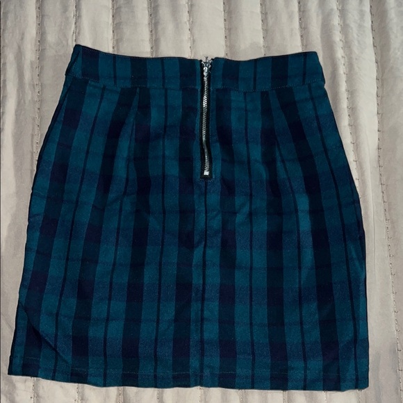 Plaid Mini Skirt - Blue and Green - Picture 2 of 2